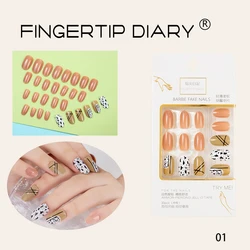 24 Colors Full Cover Almond Shape False Diamond Nails Art Tips Coffin Press On Nail 30 PCS Short Fake Nails