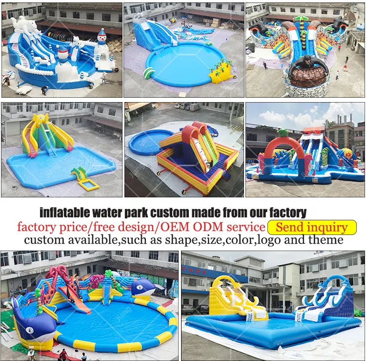 Popular Theme Giant Inflatable Commercial Water Park Slides Game With Pool