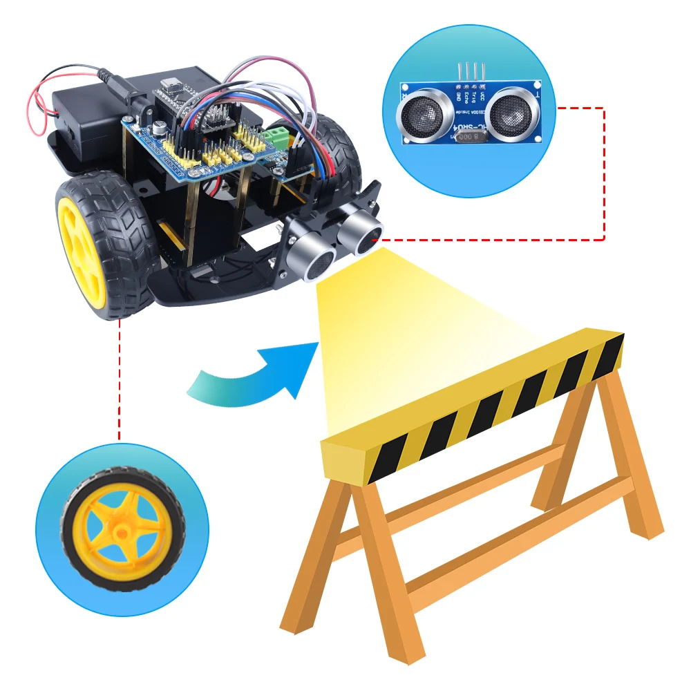 Mini DIY IDE C++ Programming Coding Robot Kit Obstacle Avoidance Robot Kit Smart Robot Car V2.0 Starter Kit For School Students