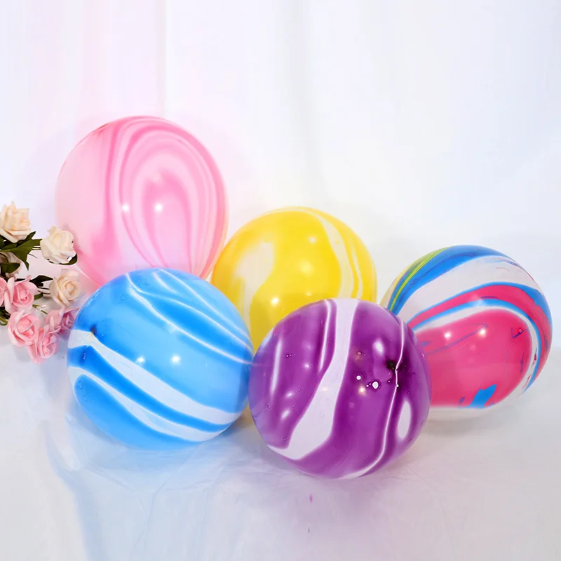 100pcs 12in 10in Thick Color Agate Birthday Party Latex Balloon Set Wholesale