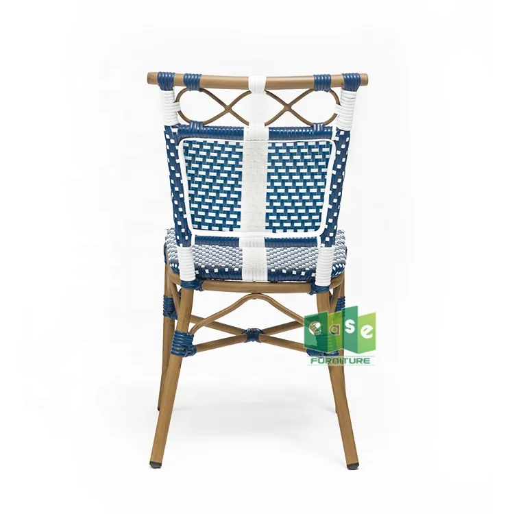 Wholesale outdoor rattan wicker paris cafe charis blue stackable (E6018)