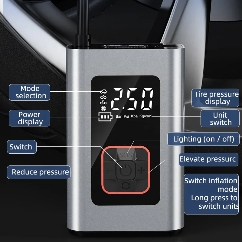 Automatic rechargeable electric mini digital wireless portable cordless tyre inflator car air pump compressor tire inflators