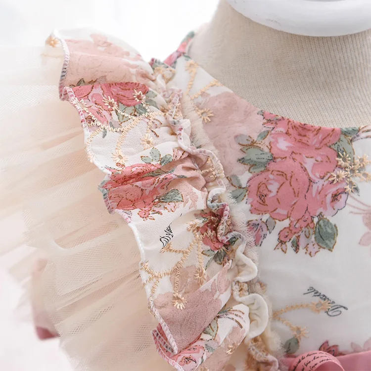 Baby Girls 2-12 Years Old Lolita Princess Up Dress Lovely High Quality Chiffon Kids Clothes