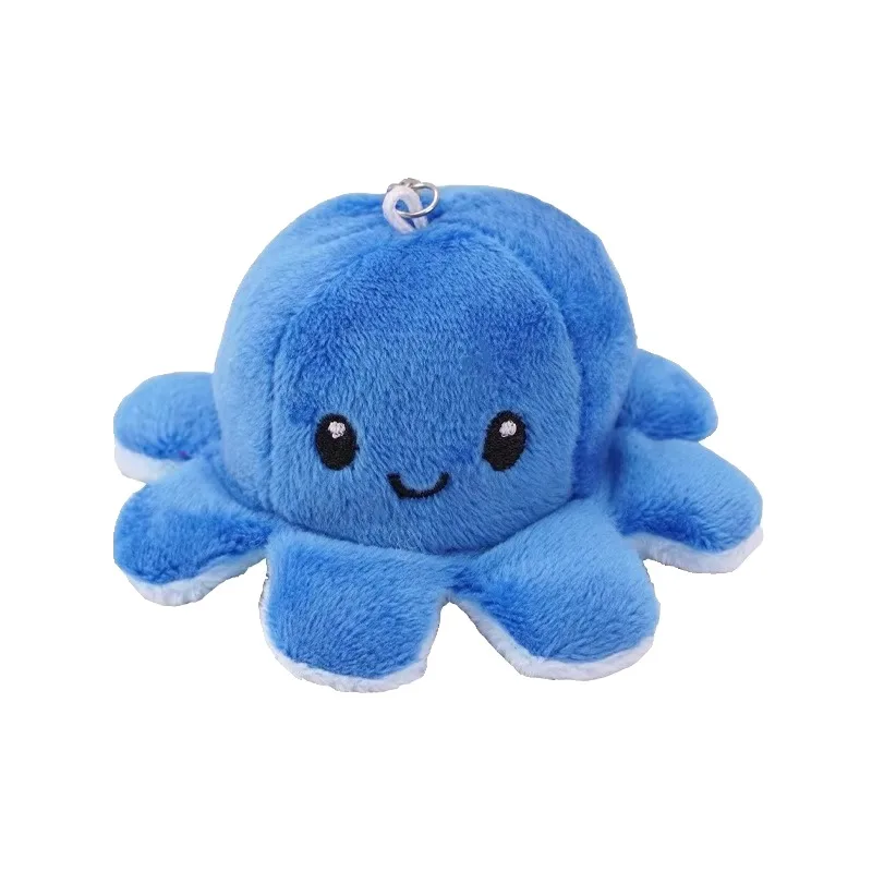 Cute Angry Little Octopus Flip Doll Plush Pendant Keychain Toy with Expressive Face Change