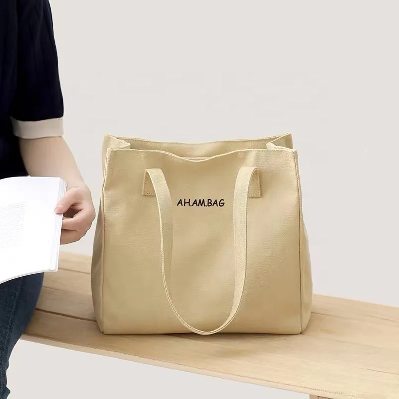 huahao bolsas de compras recycled eco- friendly well structured custom printed laminated canvas tote bag wholesale black