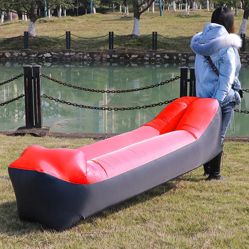 Inflatable sofa Single folding lazy sofa outdoor portable travel air sofa bed camping sleeping bag inflatable bed
