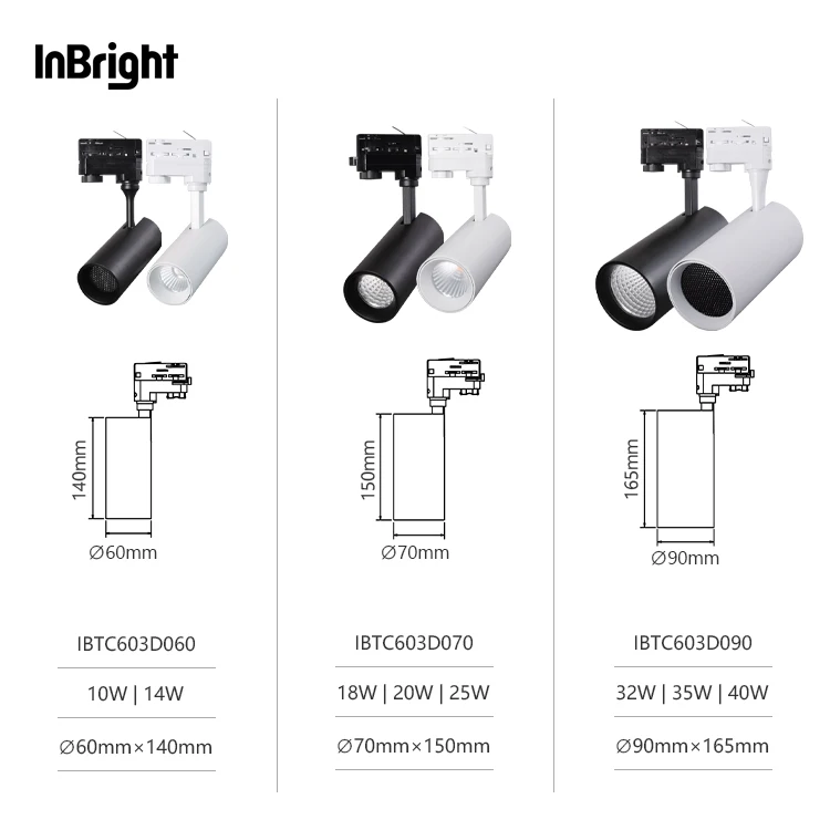 Adjustable Beam Angle Indoor LED track light for project 14W 20W 26W 32W CCT changeable COB Led track Spotlight