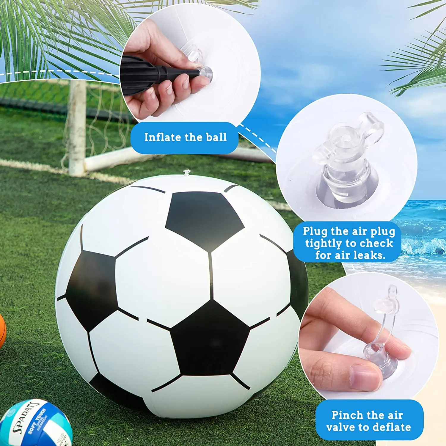 Inflatable Beach Ball Racing Toy Ball Soccer Style water toy party CE certificate for kids adult