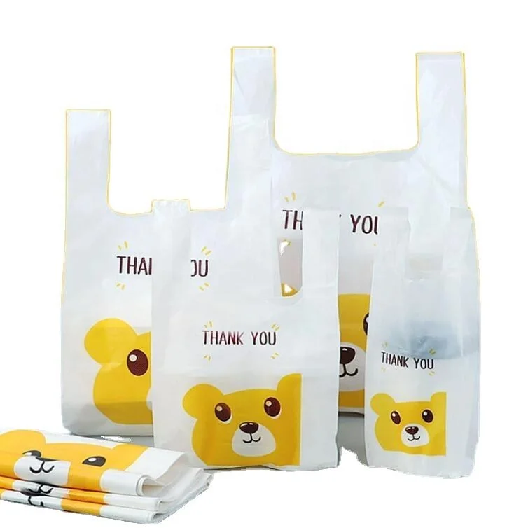 Take Out Bag Disposable Plastic Bag Factory Price Oem Hdpe Food Shopping Plastic Customized Thank You Printing Pe Carton Packing