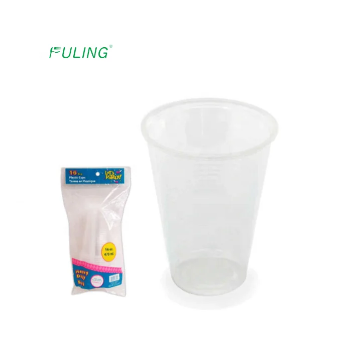 Fuling Custom Clear PP Plastic Cups Disposable Plastic Water Cup 2.5 3.5 6 7 8 9 10 12 14 16 20 oz
