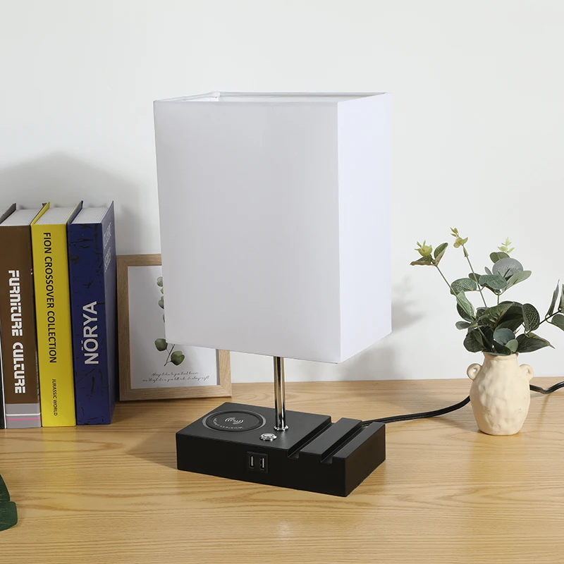 Amazon LED nordic home decor luxury modern bedside wireless charger hotel touch USB smart study table & desk lamps reading