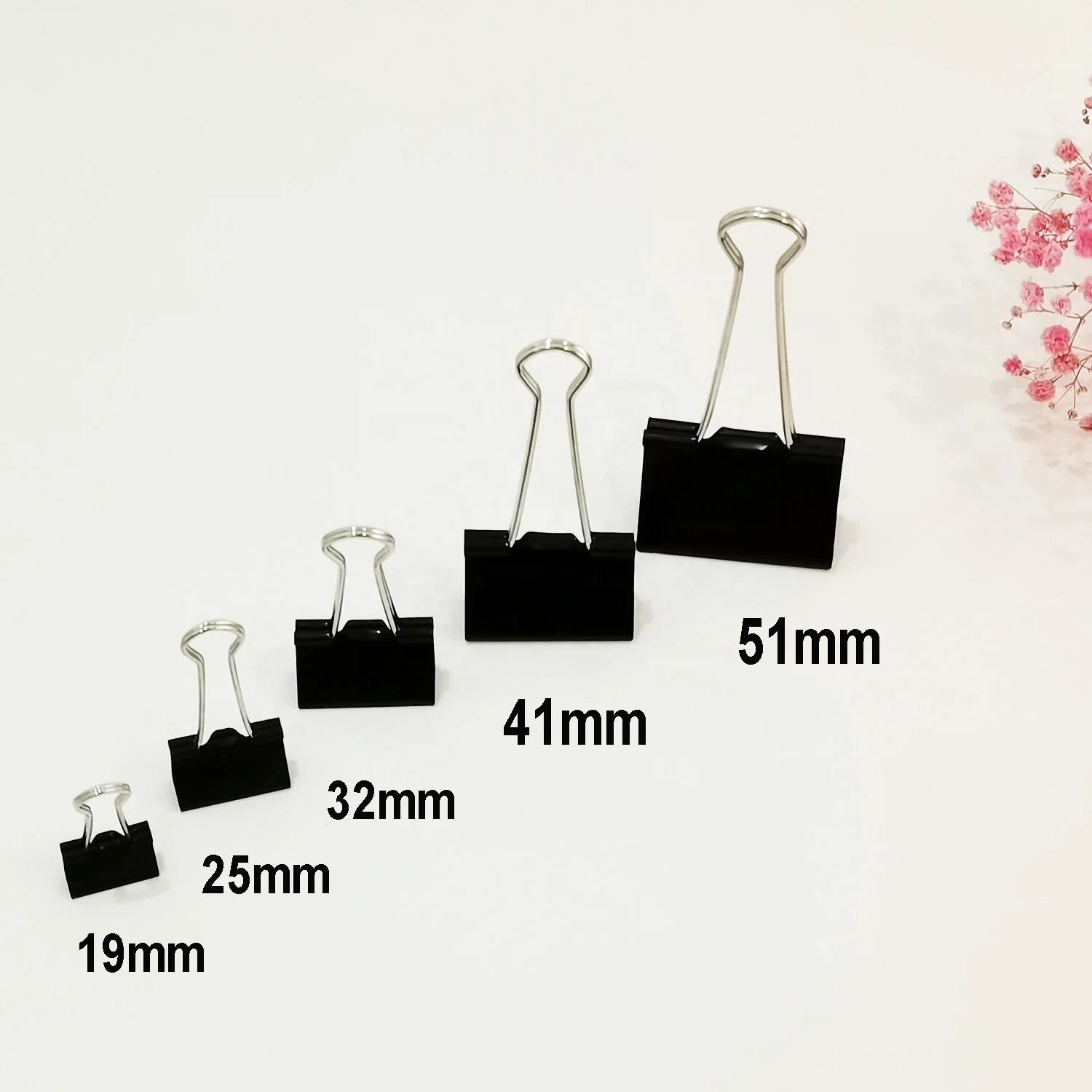 Quality standard black office desktop file metal paper binder clips