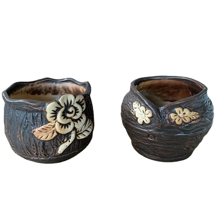 Круглый Мини-суккулентные глина цветок керамический горшок для мини объемные цветы горшок