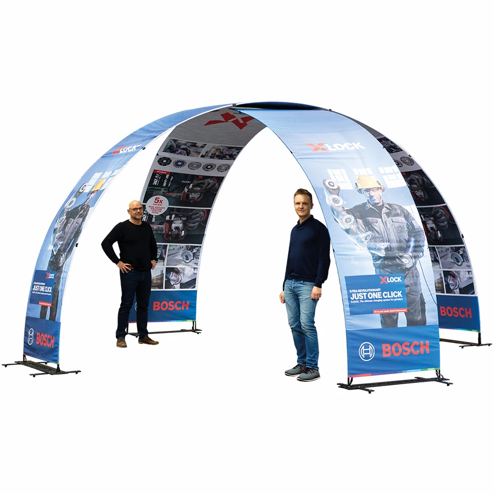Custom Print Round Arch Aluminum Expo Display Backdrop Banner Stand For Party Event