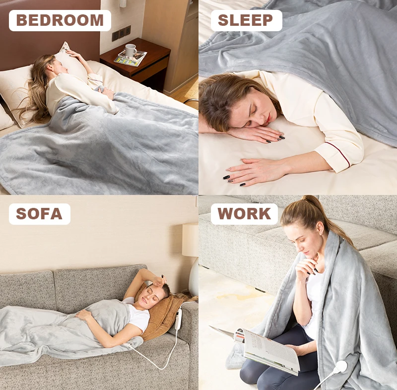 5 days delivery 180*130cm Double flannel grey 220v electric heated blanket