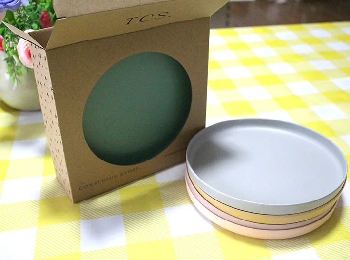 new design high quality eco-friendly biodegradable round shape bamboo fiber melamine serving type food tray