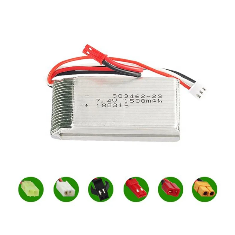Rechargeable 1500mAh 2S1P 7.4V 25C Lithium Ion Polymer Batteries 903462 Lipo Battery Pack For X5C X5SW RC Toy Drones