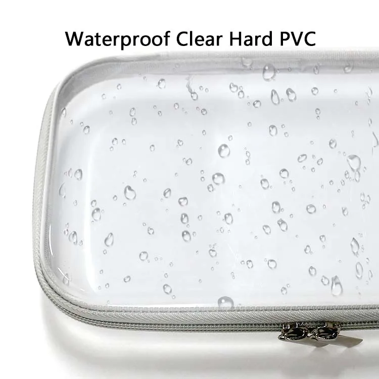 PVC Transparent Square Storage Zipper Hard Shell Case Pencil Clear Plastic Hard Side Zipper Case