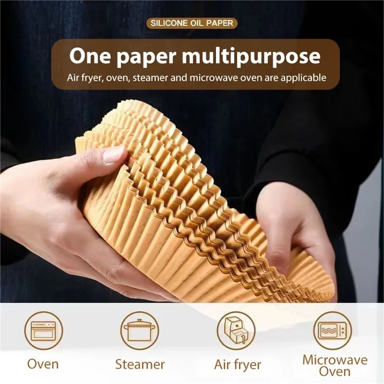 50PCS Air Fryer Parchment Paper Liner 16cm 20cm Non-Stick Disposable Paper Tray Basket Round for Oven Baking Microwave Roasting
