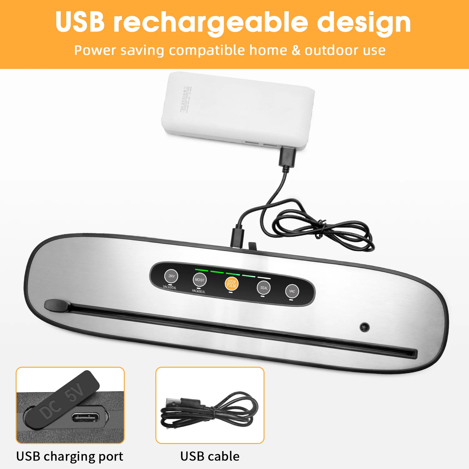 Cordless Rechargeable Outdoor Barbecue Meat Salmon Freshness Lock Vacuum Sealer