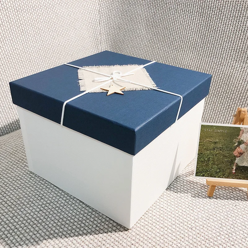 Оптовая продажа, Подарочная коробка с синей крышкой и основанием на заказ, роскошная жесткая картонная бумага с УФ-золотым тиснением, упаковочные коробки с принтом