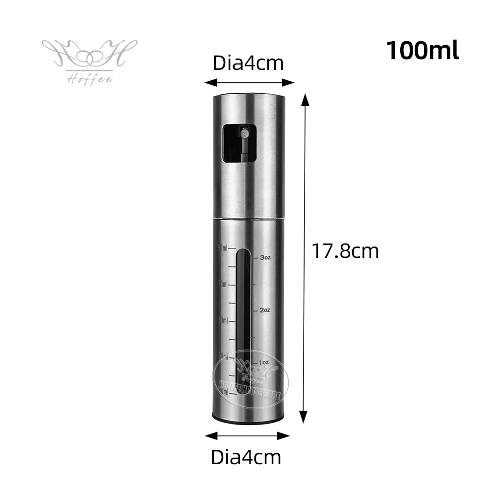 Dual Scale 100ml Stainless Steel Olive Oil Sprayer Air Fryer Pump Oil Spray Mister Bottle Oil Spritzer For Restaurant Steak