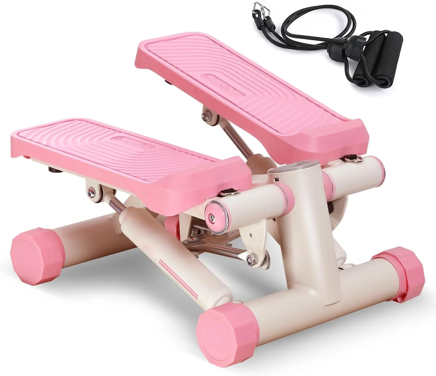 Gym Machine Twist Stepper With Power Resistance Bands with pink