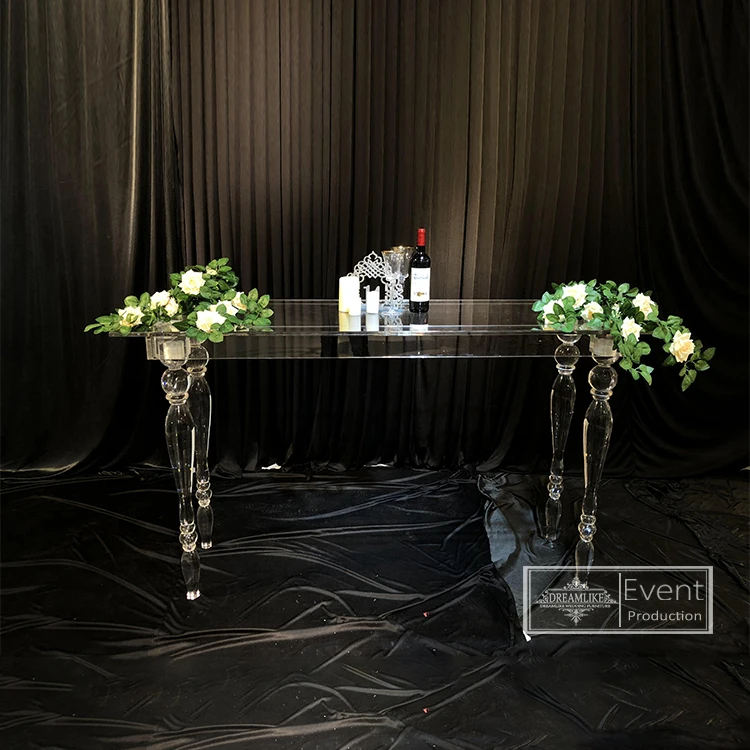 modern clear transparent high quality acrylic rectangle bar table for wedding banquet