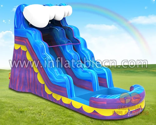 Big bule  wave water slide Children Cheap Tropics Palm Tree Adult Kids Commercial  Inflatable Water Slides Pool For sale