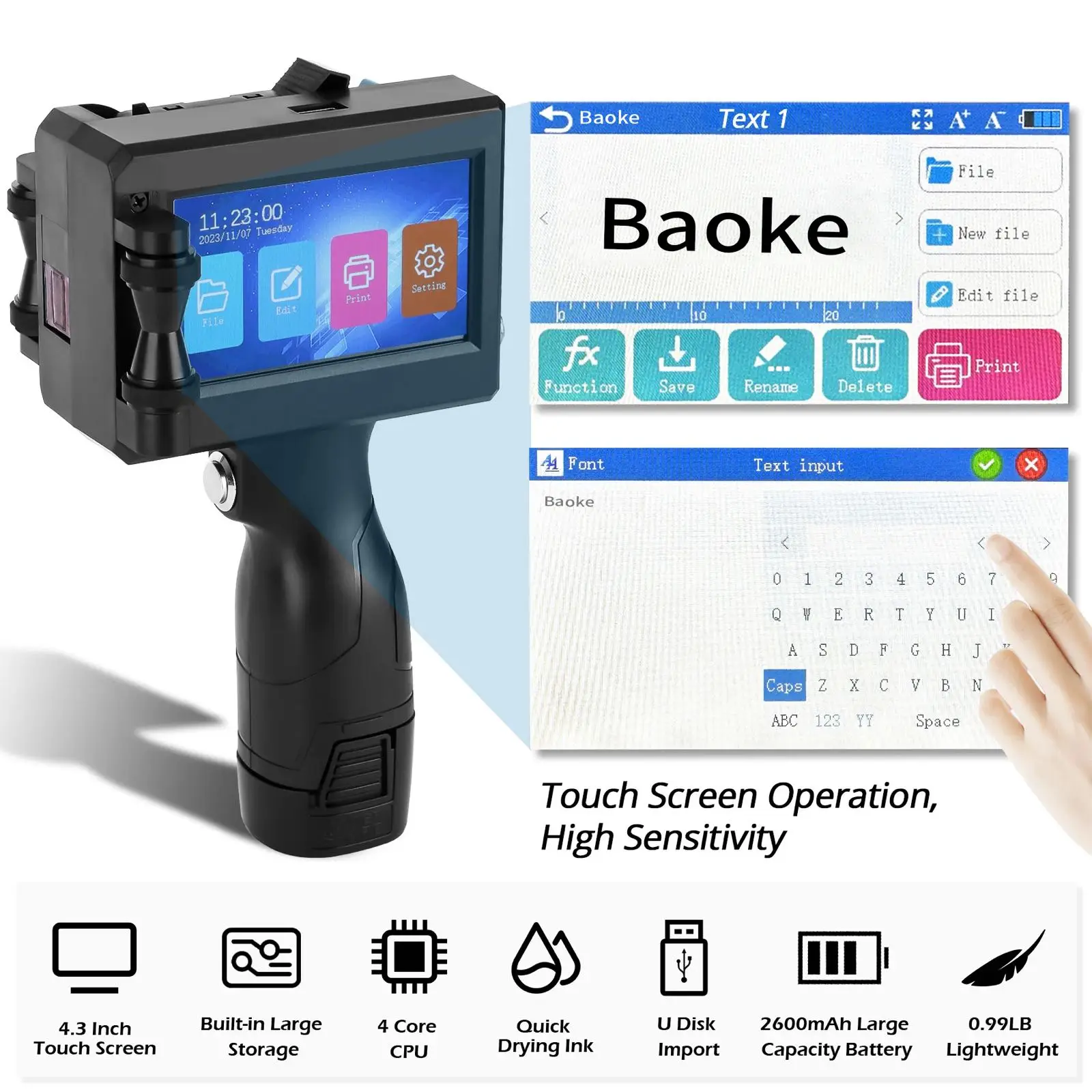 Portable Handheld Inkjet Printer for Board Stone Metal pipe Code Printing Machine for plastic carton eggs