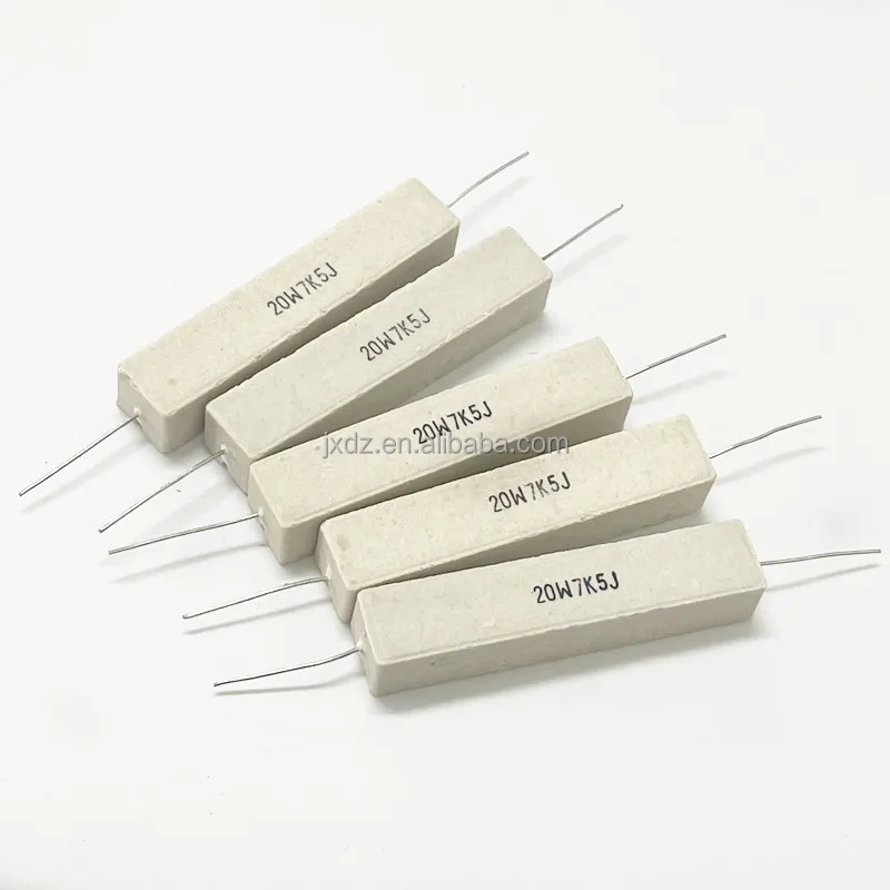 Cement Resistor 20W 30R 47R 100R 150R 300R 510R 750R 1K 4.7K 12K 20K ohm Axial Type Ceramic Resistor With Leads