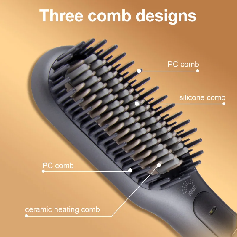  OEM ODM Customized 3 m Hair Straightener Comb in 1 Dryer Styling Brush 600w