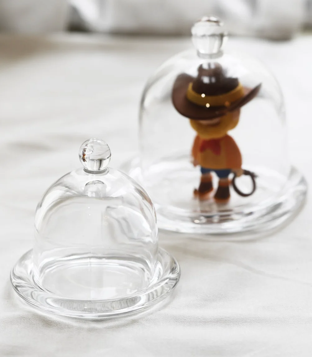 bell jar cloche with glass base and knob