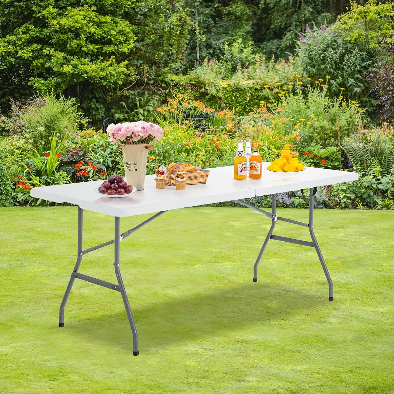 180cm HDPE Rectangular Center Plastic Folding Table Modern Wholesale Foldable Party Plastic Material Well Suited Outdoor