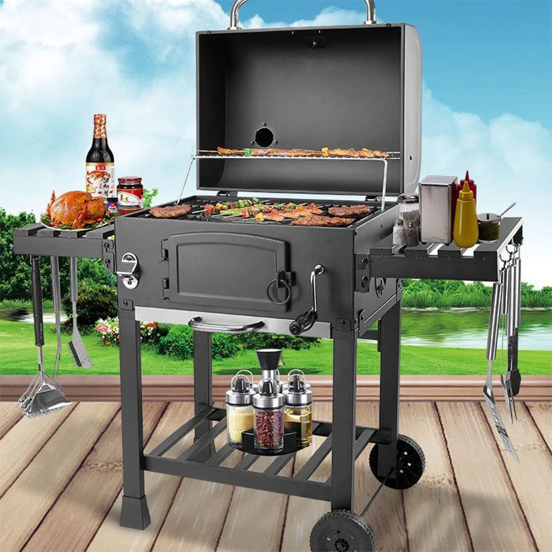 Homemade Custom Logo Camping Stainless Steel Outdoor Kitchen Folding BBQ Grills Cast Iron Barbecue Grill