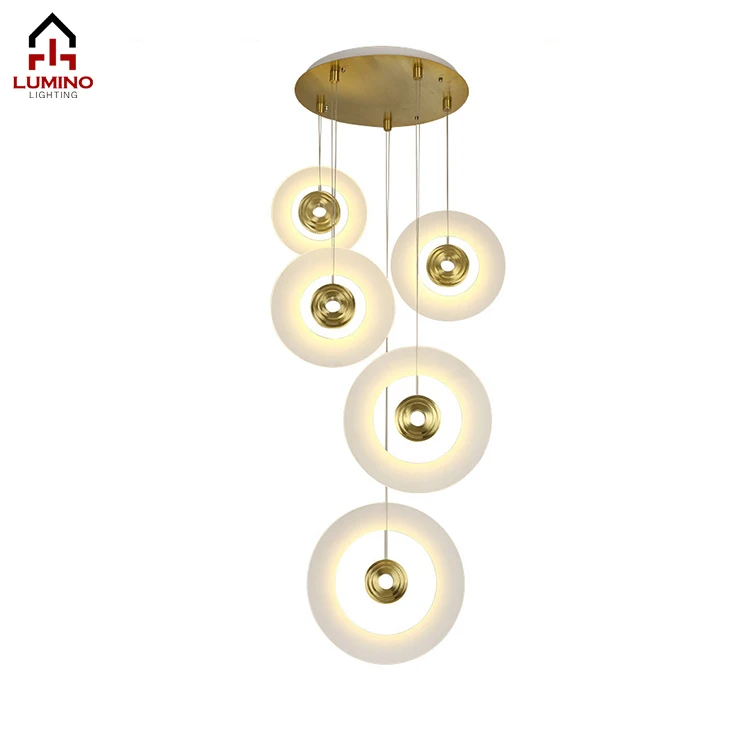 Современный скандинавский кулон свет Регулируемый люстра кольцо лампы Круг потолочные светильники