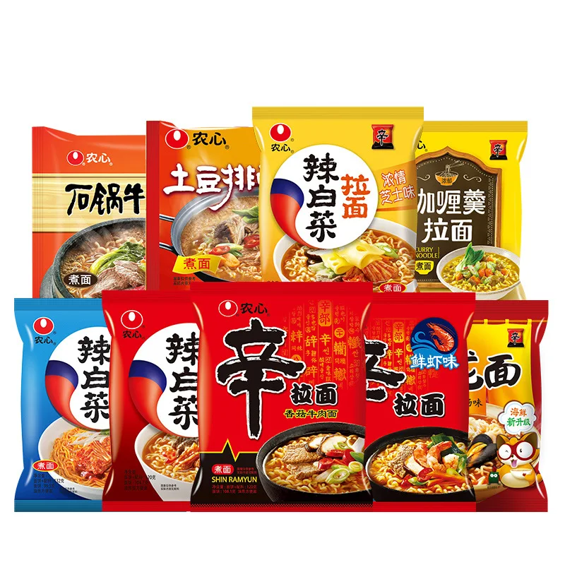 Wholesale nongxin Korean ramen noodle korean food spicy noodles 120g gourmet instant noodle