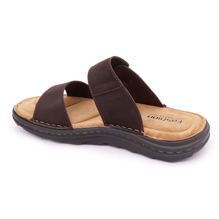 Best selling genuine leather flat sandals men necessary for summer traveling
