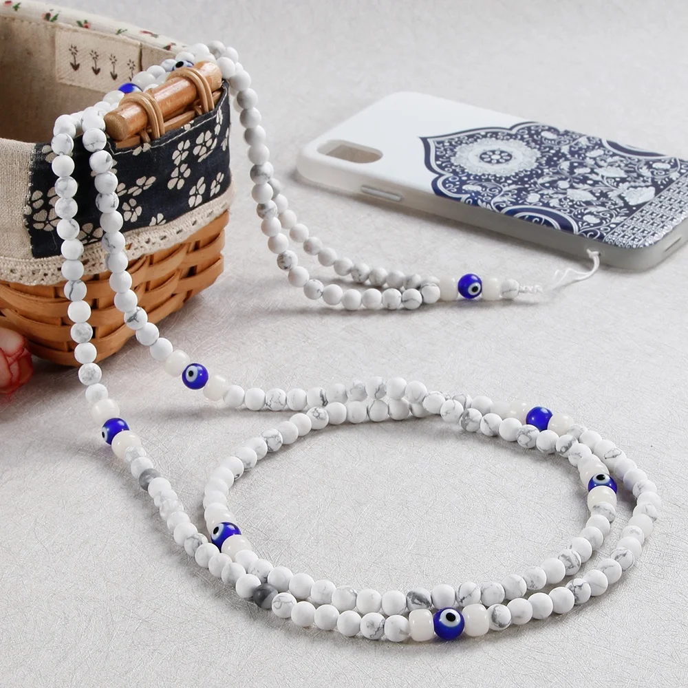 Factory direct sale simple evil-eyes white pine beads phone straps beads accessories for mobile/ glasses/necklace/bracelet
