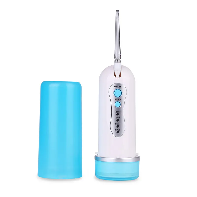 Cordless Aquapik Oral irrigator Water Flosser with Collapsible Design for Travel 4 Modes Include Sinus Rinse