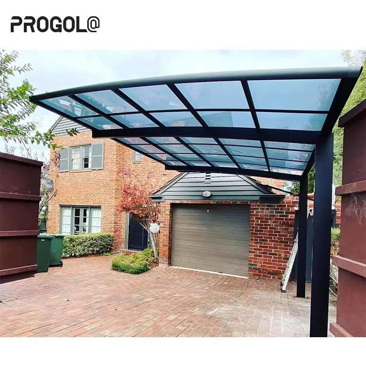 Progola Modern Outdoor Strong Aluminum Structure Carport Shed Free Standing Polycarbonate Roof Carports For Car Parking