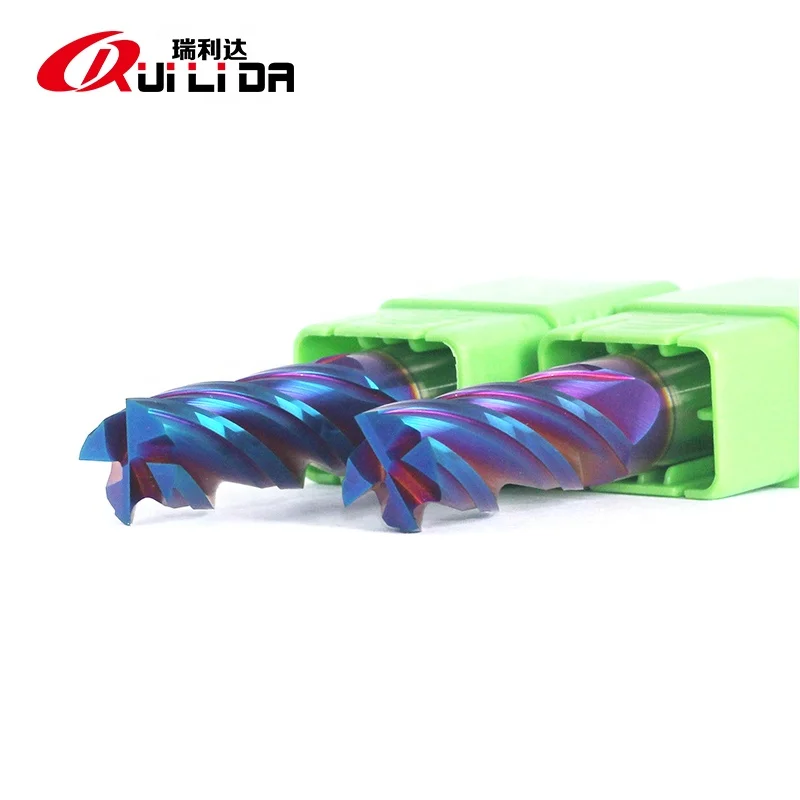RLD 2020 famous high hardness carbide cutting tools blue naco coating flat end mills 4 flutes