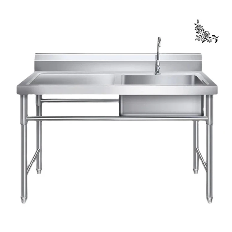 Grace Stainless Steel Single Sink Dirty Dish Cleaning Working Table/Kitchen Laundry Sink Bench