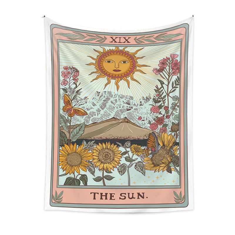 Custom Decorative Bohemian Tapestry Flower Sun Moon Woven Throw Blankets for Sofa Cover Polyester Cotton Wearable Blanket