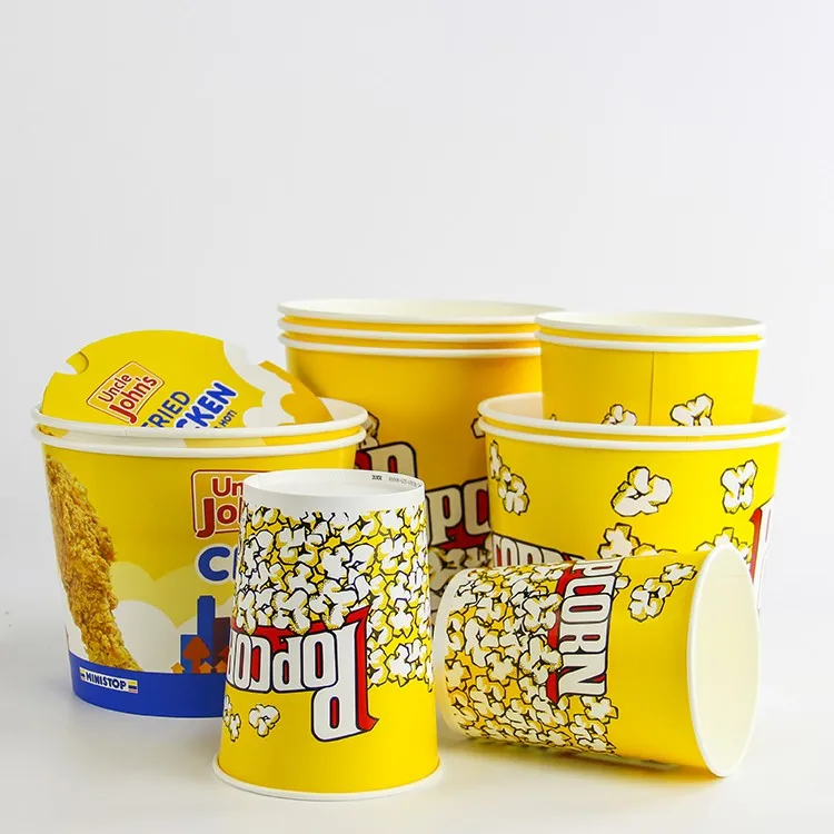 85-170 унций на заказ бумажное ведро для упаковки пищевых продуктов попкорн Одноразовый бумажный контейнер жареное куриное