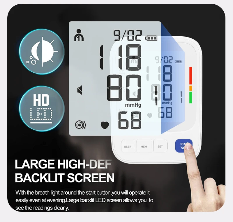 Wholesale  Factory Price New Design Upper Arm Electronic Blood Pressure Monitor Portable Blood Pressure Machine For Selling