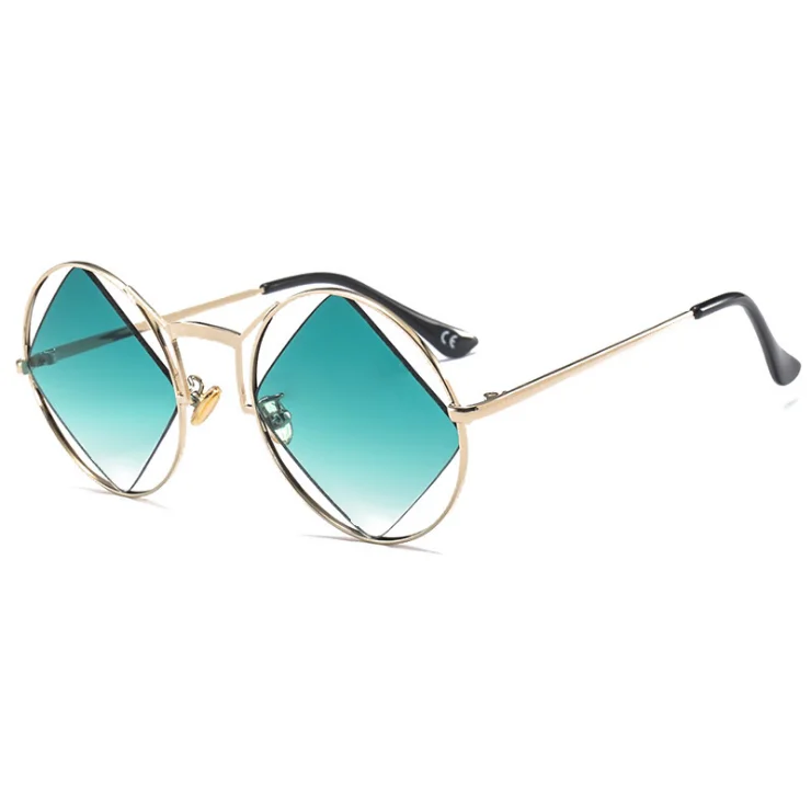 Retro Round Sunglasses Women Men Fashion Steam punk Vintage Rhombus Sun Glasses Girls UV400 lunette de soleil femme G18034