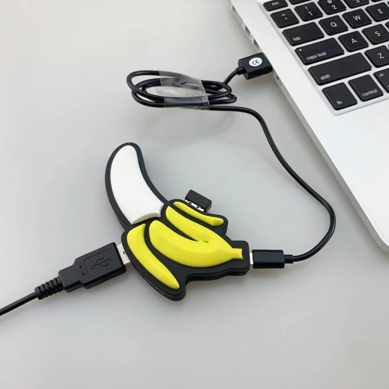Cartoon Banana Shaped 4 Ports USB 2.0 HUB Docking Station Data Transfer Expander for USB Drives, Card Readers