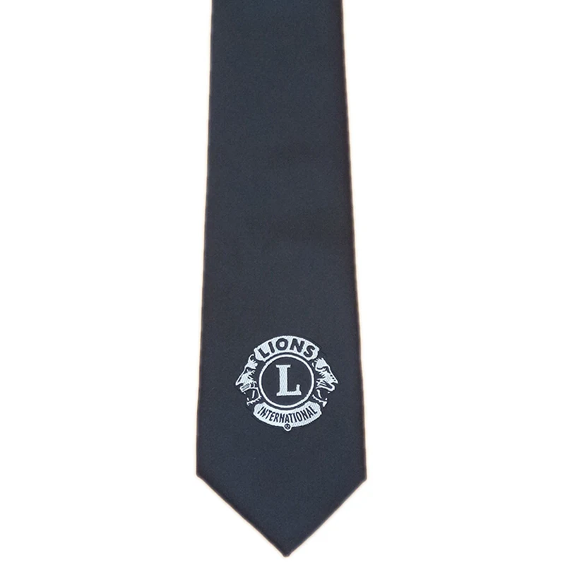 Private Label Wholesale Black Silk Striped Logo Neckties Fraternity Alpha Gamma Lambda Woven Mans Tie Custom