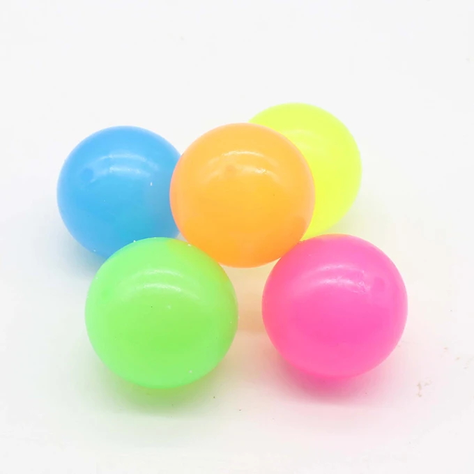 Kids Stress Relief Toys Stick To The Wall Sticky Ball Glowing In The Dark Tpr Squishy Stress Sticky Ball